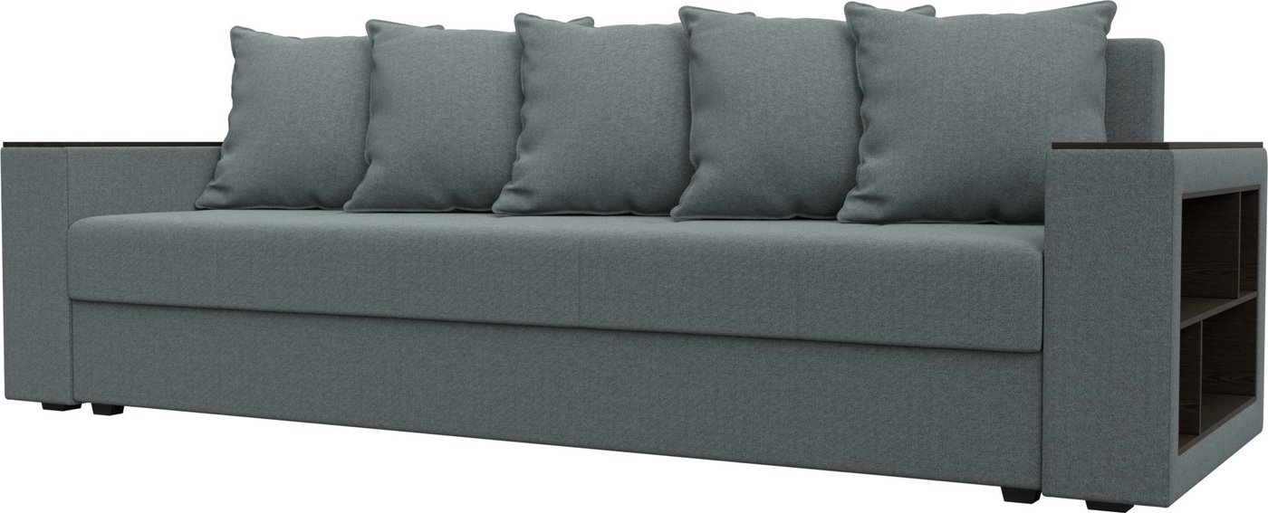 

Диван Лига диванов Дубай Лайт полки справа 132282 (рогожка Амур 07 серый)