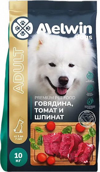 

Сухой корм для собак Melwin С говядиной, томатами и шпинатом (10 кг)