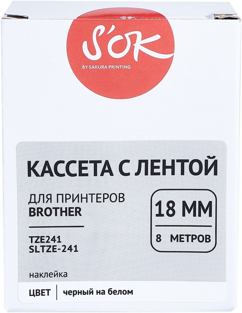 Картридж-лента для термопринтера S'OK TZE241