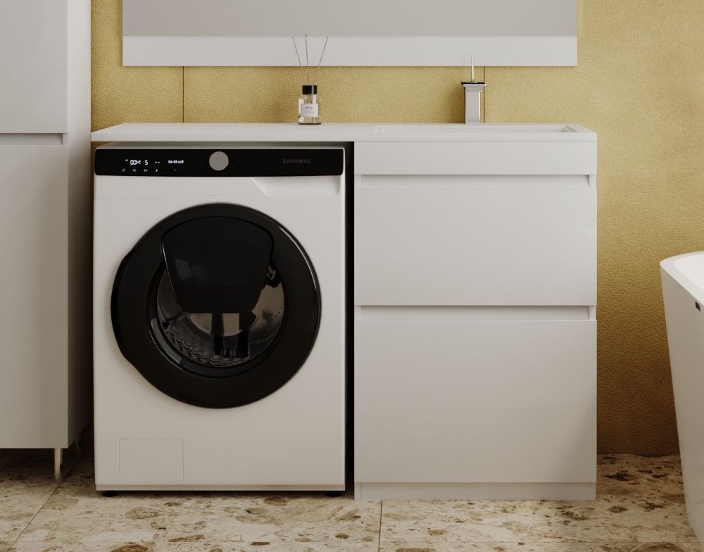 

Symbolite Тумба с умывальником Даллас 120 Люкс Plus + Даллас 120x48 (правый, эмаль белый)
