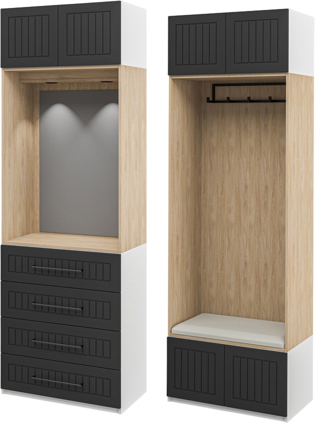 

Шкаф распашной Мебель Неман МН-039-16 и МН-039-17 с фасадом МДФ П7 (графит)