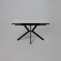 Кухонный стол Lepremo AV 2111 МДФ+керамика раздвижной 1200-1800x800 (белый глянцевый Carla Larkin/черный)