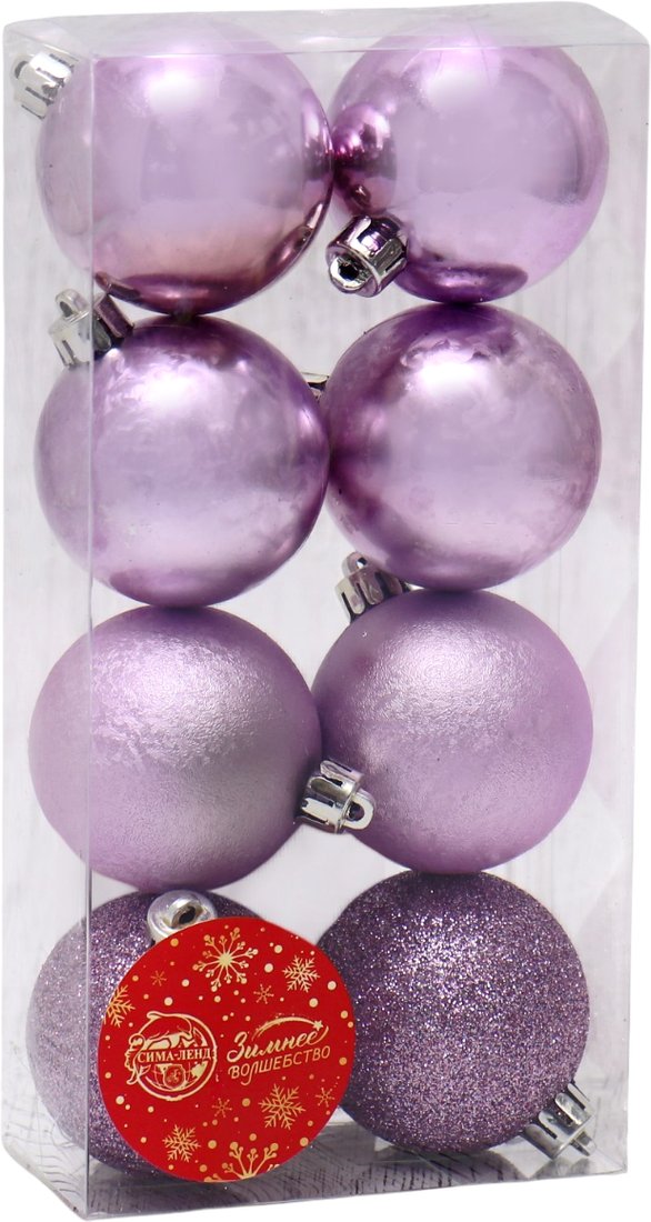 

Елочная игрушка Зимнее волшебство Классика 6531970 (8шт, сиреневый)
