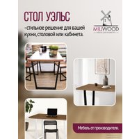 Кухонный стол Millwood Лофт Уэльс Л 120x70x75 (36 мм, дуб табачный Craft/металл черный)