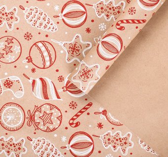 Упаковочная бумага Дарите счастье Елочные игрушки 0.68x7 м 4445694
