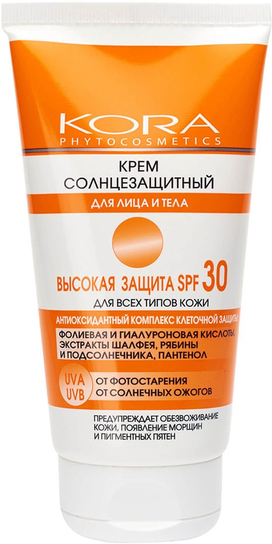 

Крем солнцезащитный Kora SPF 30 Для лица и тела 150 мл