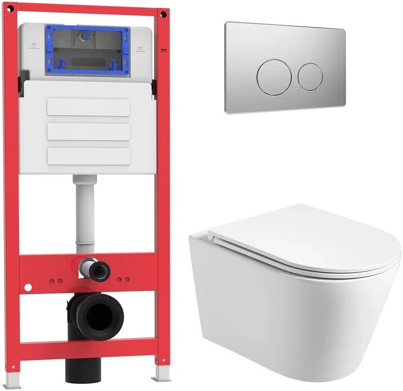 

Унитаз подвесной Oliveeka OL-MQ-003 + OL-6016 + OL-R22-BN (никель матовый)