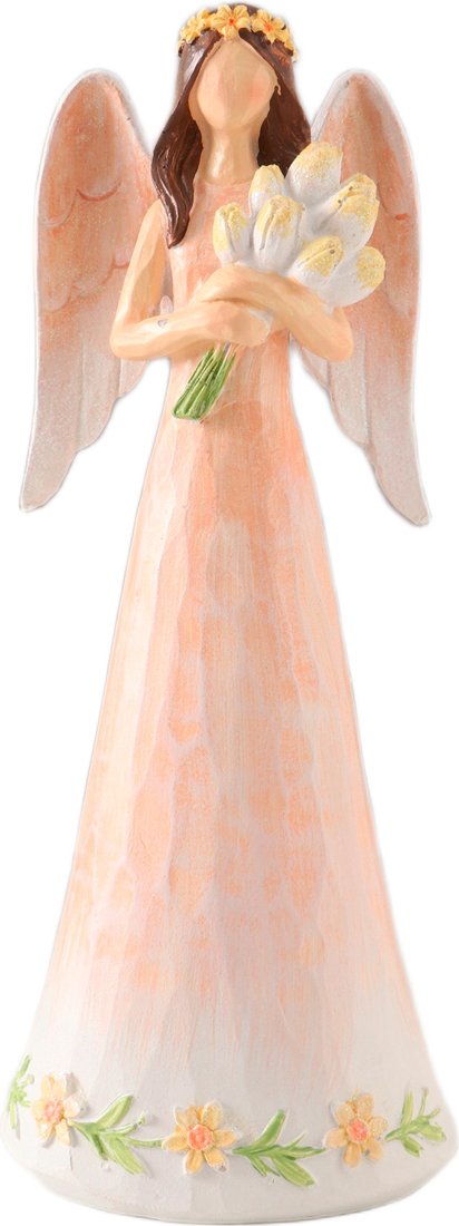 Статуэтка Sima-Land Девушка-ангел в персиковом платье с букетом тюльпанов 10583309