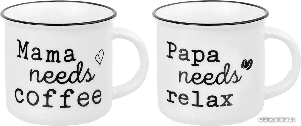 Набор кружек Elan Gallery Papa Needs Relax&Mama Needs Coffee 880171 (2 шт)