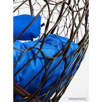 Подвесной диван M-Group Лежебока 11180210 (с коричневым ротангом/синяя подушка)