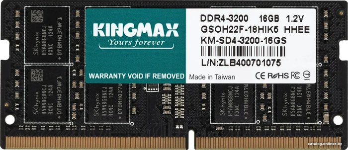 Kingmax 16ГБ DDR4 SODIMM 3200 МГц KM-SD4-3200-16GS