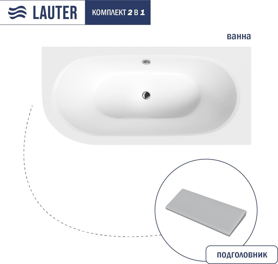 

Ванна Lauter Bliss 150 P 21201052P (с серым подголовником)