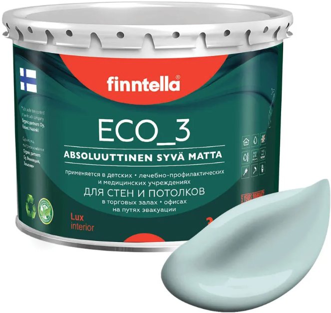 

Краска Finntella Eco 3 Wash and Clean Aamu F-08-1-9-LG102 9 л (светло-голубой)