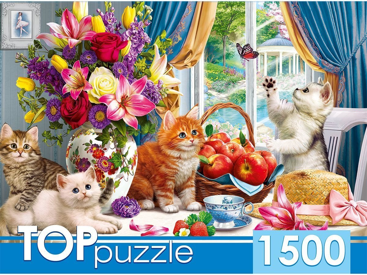 

Пазл Top Puzzle Милые котята в гостиной