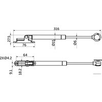 Газ-лифт AKS верхний 60N с доводчиком и фиксацией в положении белый