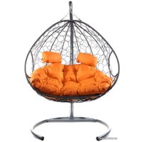 Подвесное кресло M-Group Для двоих 11450307 (серый ротанг/оранжевая подушка)