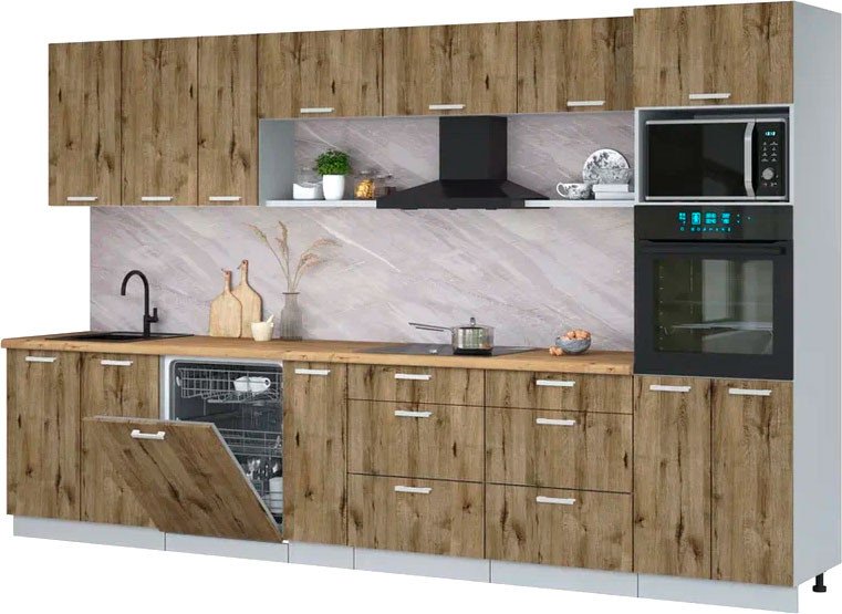 

Готовая кухня Интерлиния Мила Лайт 3.5-ПМ1-2 (дуб веллингтон/дуб веллингтон/дуб бунратти)