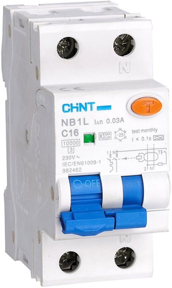 

Дифференциальный автомат Chint NB1L 1P+N 16А (С) 30mA 6kA тип А 203019