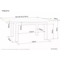 Кухонный стол Signal Presto 140-218/80 (дуб кремона/кашемир)