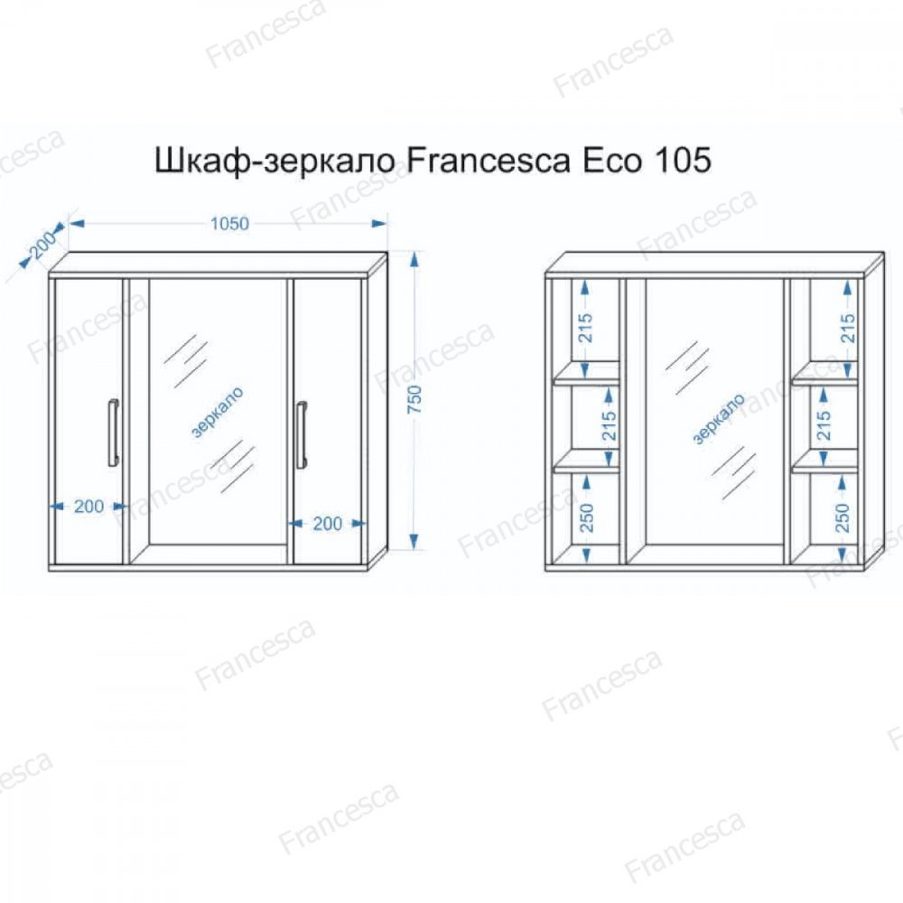 

Francesca Шкаф с зеркалом Eco 105 M-1001254 (белый)