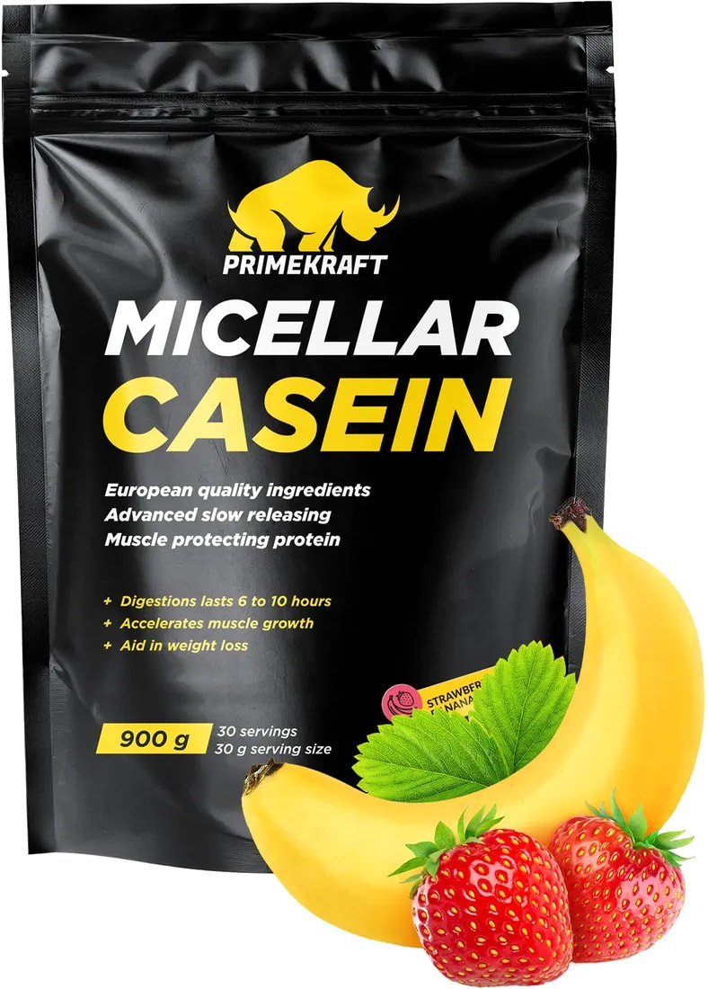 

Казеин (мицеллярный) Prime Kraft Micellar Casein (900г, клубника/банан)