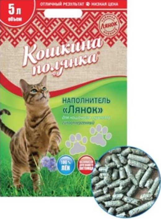

Наполнитель для туалета Кошкина Полянка Лянок Премиум впитывающий 3 л