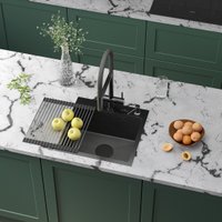 Кухонная мойка Roxen Snake 560220-45-BS PVD графит/текстурная поверхность (с ролл-матом и дозатором)