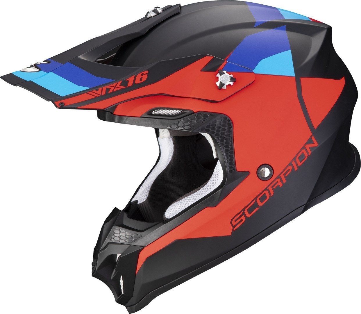 

Мотошлем Scorpion Exo VX-16 Evo Air Spectrum (р. L, черный матовый/красный/синий)
