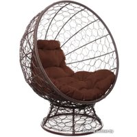 Кресло M-Group Кокос на подставке 11590205 (коричневый ротанг/коричневая подушка)