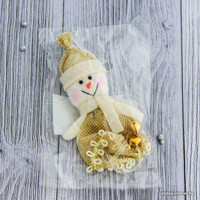 Елочная игрушка Зимнее волшебство Снеговик в шубке со звездами 12 см (золото) 2131308