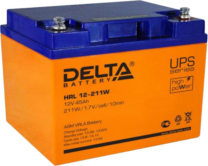

Аккумулятор для ИБП Delta HRL 12-211W (12В/45 А·ч)