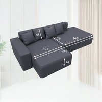 Угловой диван Лига диванов Лига-079 левый 129819L (экокожа Grifon 15 серый)