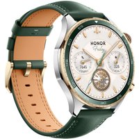 Умные часы HONOR Watch 5 Pro LTE (серебристый, с зеленым кожаным ремешком, китайская версия)