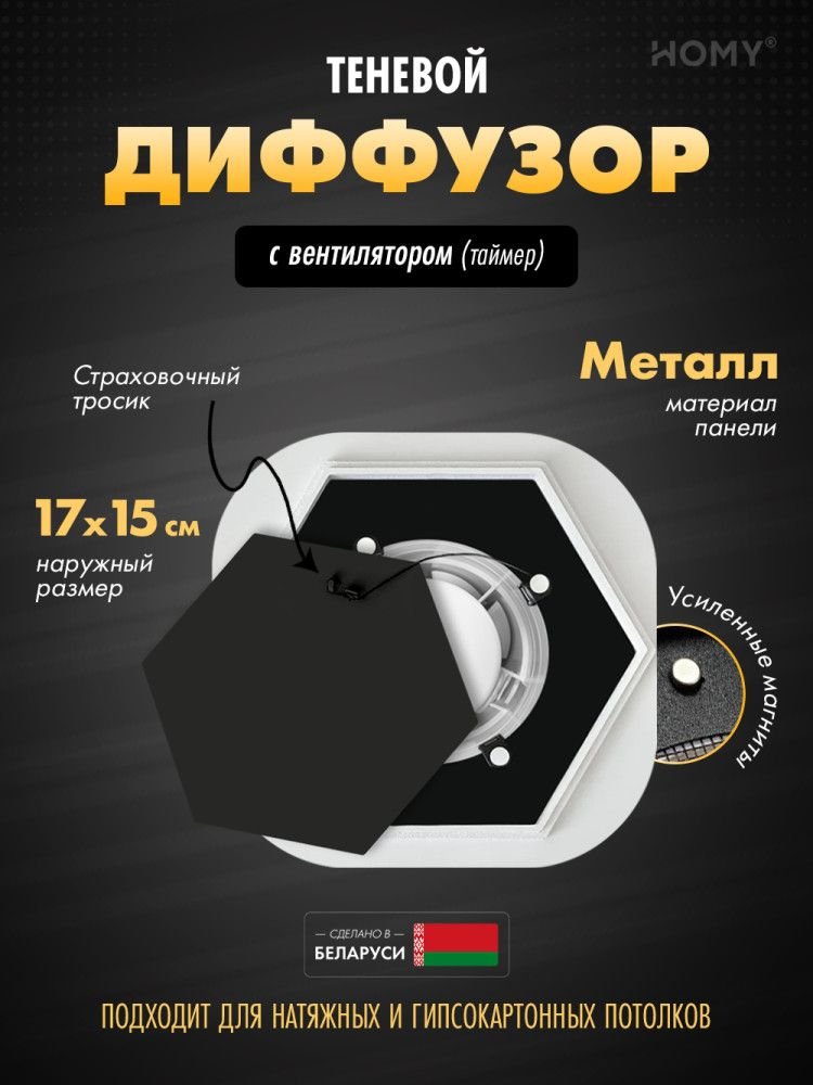 

Вентиляционная решетка HOMY AIR гексагон AH100BT 17x15 (черная)