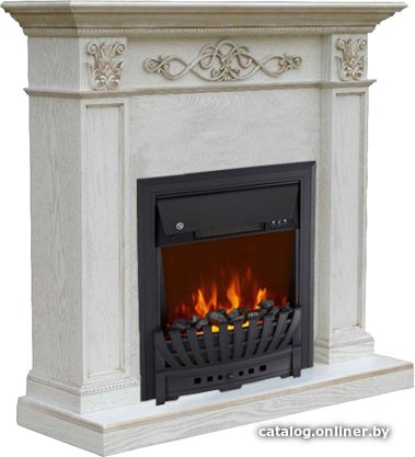 Каминокомплект Smolcom Verona STD-ASP с Aspen Black (белый дуб, патина золото)
