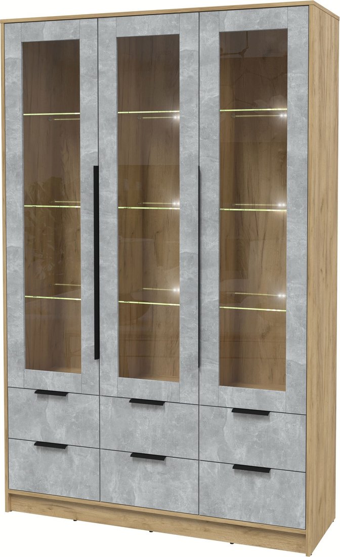 

Шкаф-витрина Интерлиния Концепт КТ-ШВ3 с подсветкой (бетон/дуб золотой)