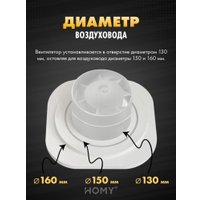 Вентиляционная решетка HOMY AIR круглый A125BRT d200 (черная)