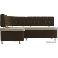 Угловой диван Лига диванов Вегас 105177 (левый, бежевый/коричневый)