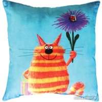 Декоративная подушка Lanatex Кис 0348 22301 (35x35x14см, оранжевый/бирюзовый)