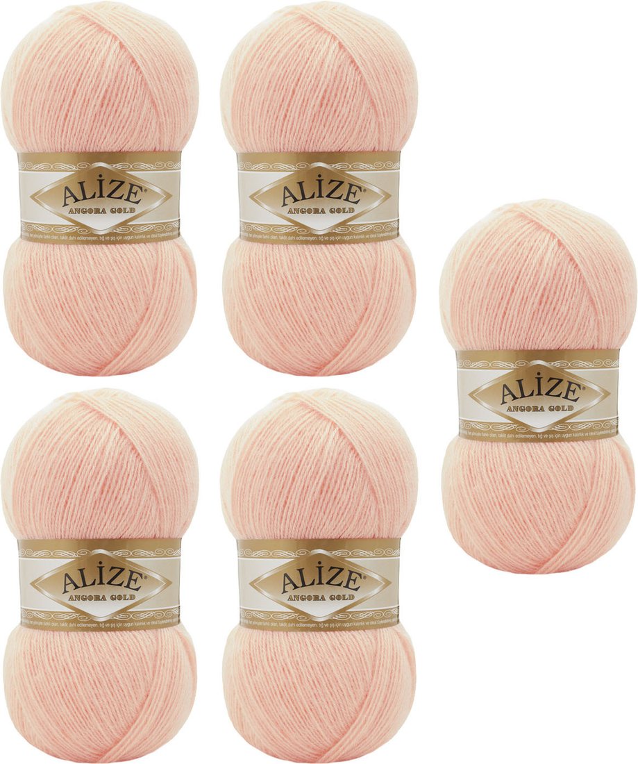 

Набор пряжи для вязания Alize Angora Gold 840 (550 м, персиковый, 5 мотков)