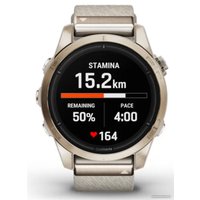 Умные часы Garmin Epix Pro Gen 2 Sapphire 42 мм (мягкое золото/крем, с нейлоновым и силиконовым ремешками)
