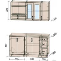 Готовая кухня Интерлиния Мила Крафт 1.5 (дуб лазурный)