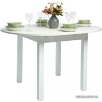 Кухонный стол Рамзес Круглый раскладной (белый текстурный, ноги квадро) в Гомеле
