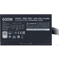 Блок питания Cooler Master MWE 600 White 230V V2 MPE-6001-ACABW-EU