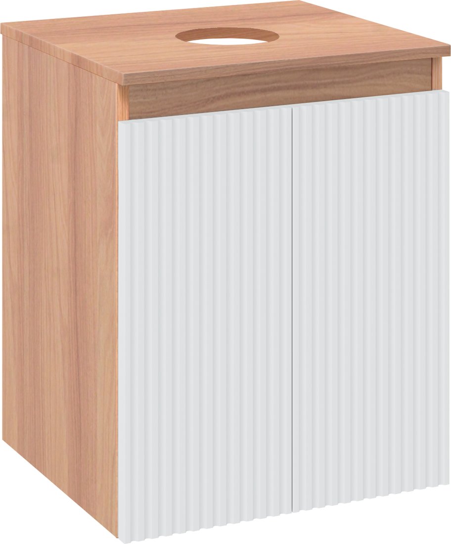 

Runo Тумба под умывальник Соренто 50 Тренто 50 вертикаль (подвесная, крафтовый дуб/белый)