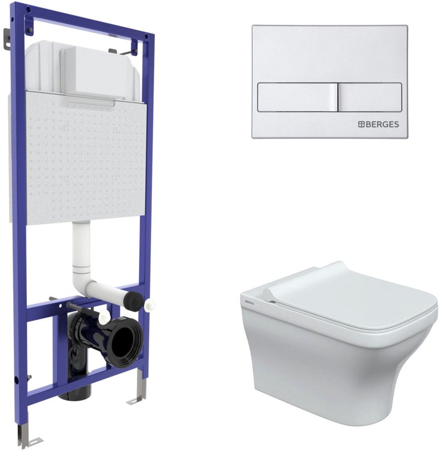 

Унитаз подвесной Berges Wasserhaus Strati Rimless + Strati Slim SO + Novum 525 + L2 042453