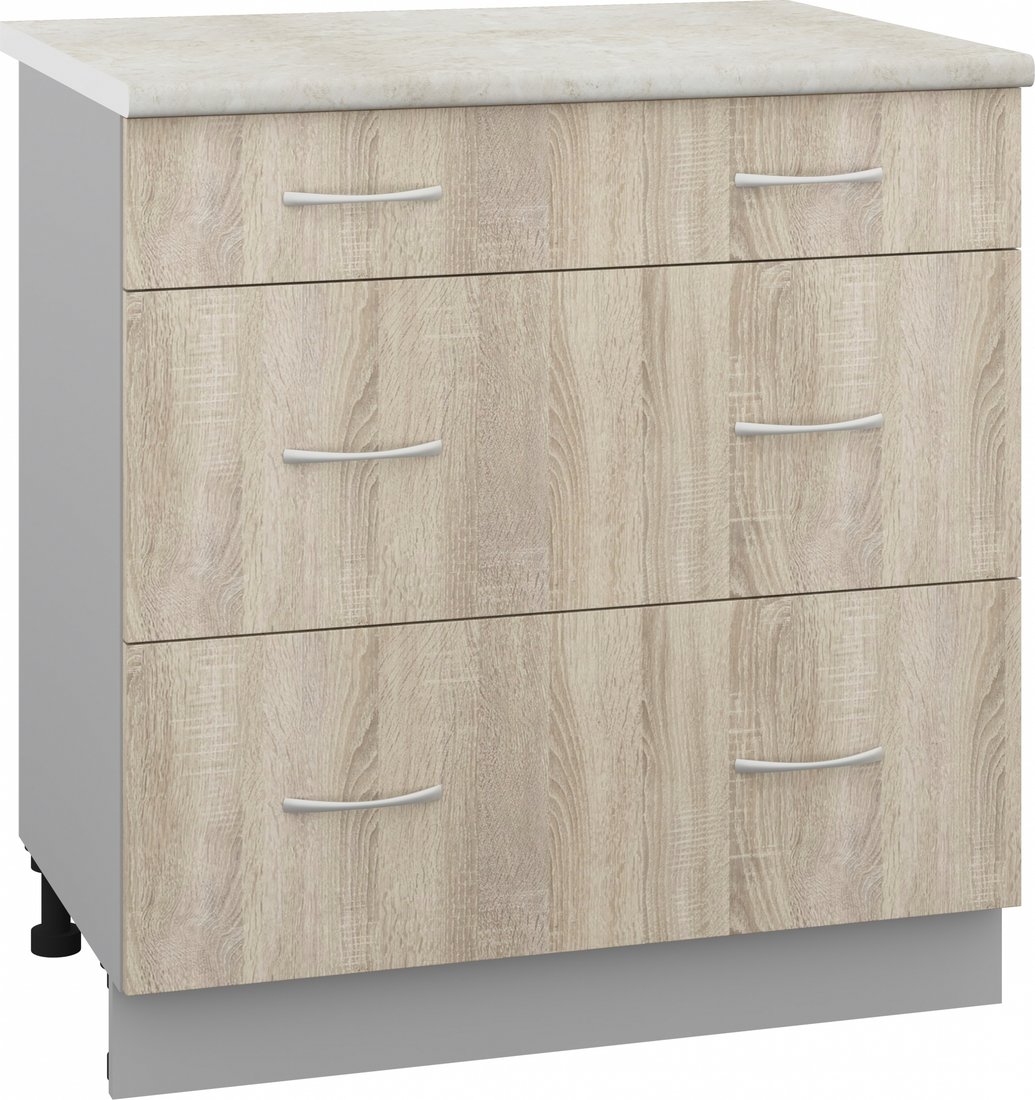 

Шкаф напольный Кортекс-мебель Корнелия Лира НШ80р3ш (дуб сонома/королевский опал)