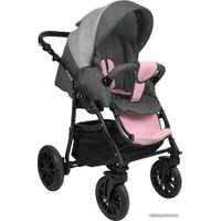 Универсальная коляска Alis Alvaro F (3 в 1, Al 03 темно-серый/светло-серый/розовая кожа)