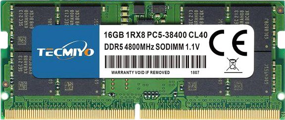 

Оперативная память Tecmiyo 16ГБ DDR5 SODIMM 4800 МГц 16GB-DDR5-4800S-G