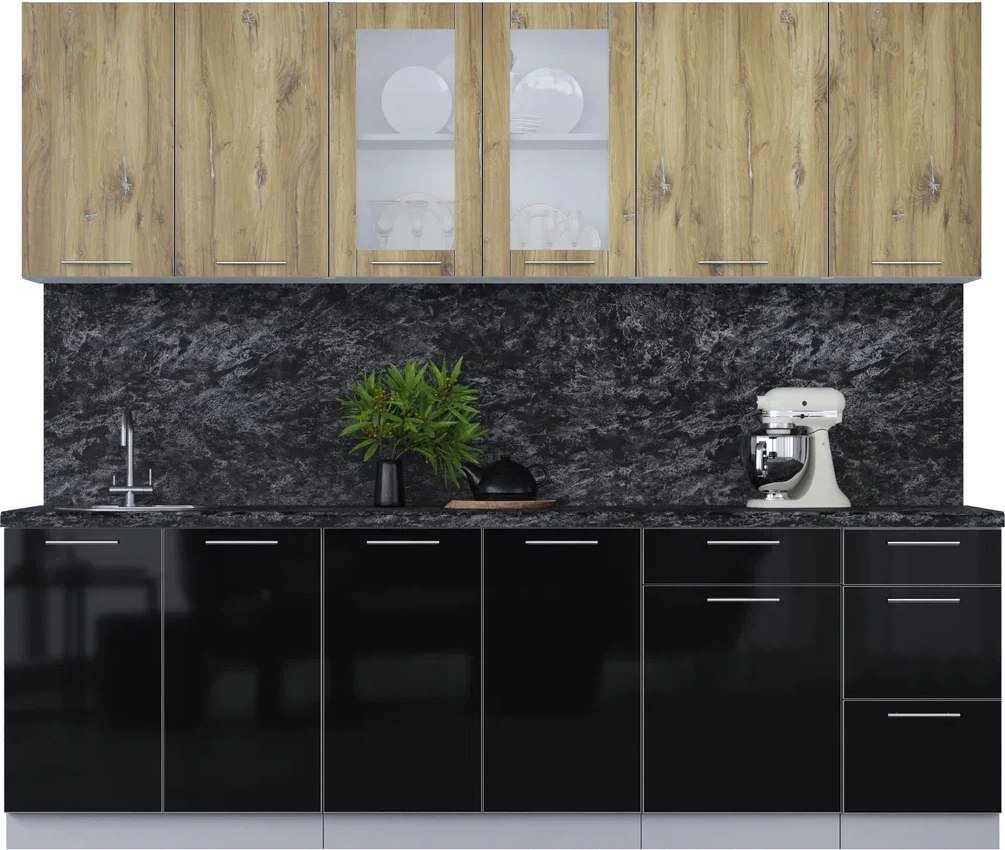 

Кухонный модуль Интерлиния Мила Пластик 2.5 Б (дуб эпоксид/черный/кастилло темный)